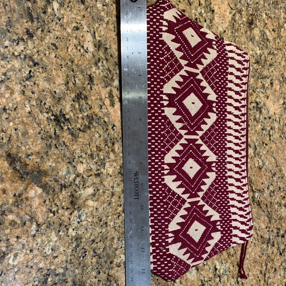 Mud pie Red and White Geometric Clutch